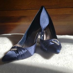 Satin Navy Blue Heels